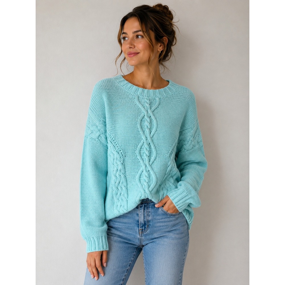 Rhythm Zambia Cable Knit Cotton Sweater Sustainable Beachy Coastal Surf Boho
